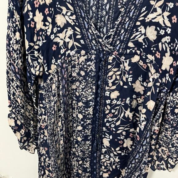 Lovestitch Blue Floral Long Sleeve Boho Dress Size Large - Picture 3 of 5